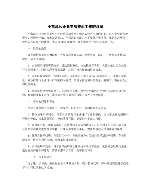 小散乱污企业专项整治工作的总结