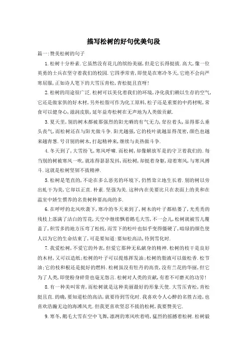 描写松树的好句优美句段