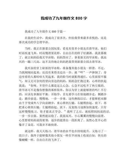 我成功了九年级作文800字