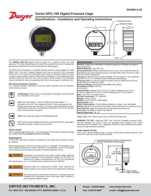 DPG-100数字压力表说明书