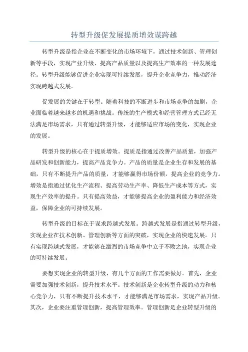 转型升级促发展提质增效谋跨越