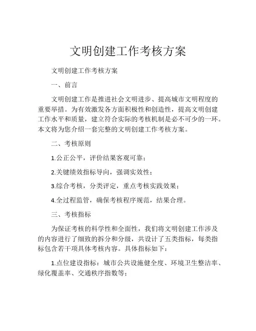 文明创建工作考核方案