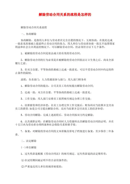 解除劳动合同关系的流程是怎样的