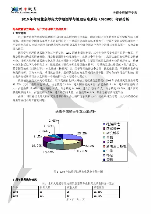 跨考专业课-2010年考研北京师范大学地图学与地理信息系统(070503)考试分析