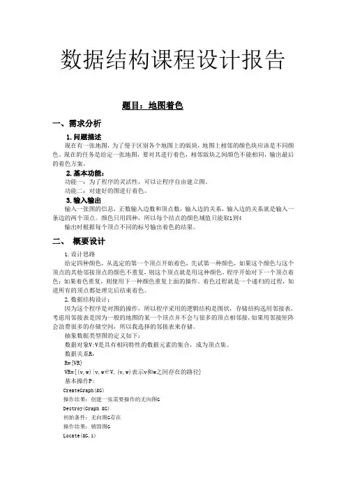 数据结构课程设计报告-地图着色