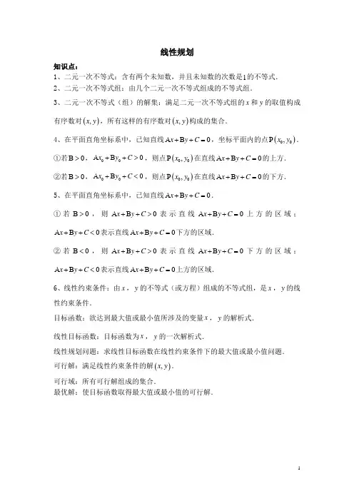 必修五线性规划经典题