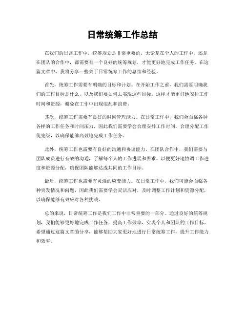 日常统筹工作总结