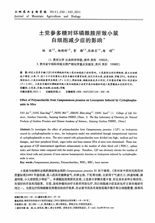 土党参多糖对环磷酰胺所致小鼠白细胞减少症的影响