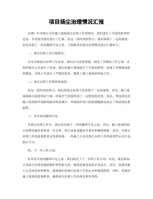 项目扬尘治理情况汇报