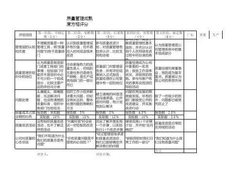 质量管理成熟度方格评分表