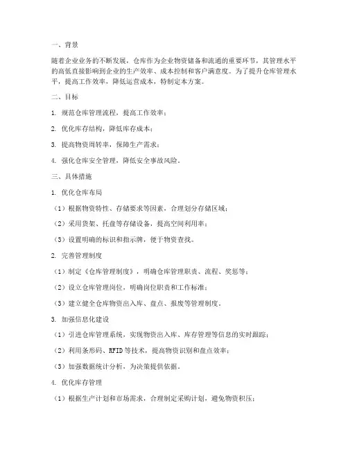 仓库管理制度提升方案