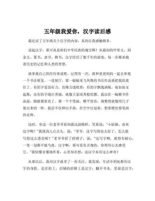 五年级我爱你,汉字读后感