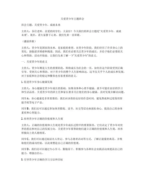 关爱青少年主题班会