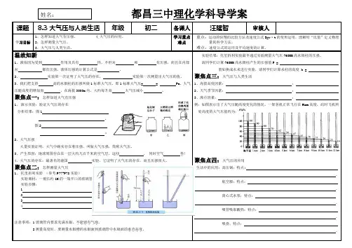 8.3大气压与人类生活导学案精品
