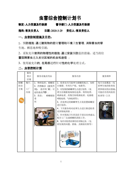 虫害综合控制计划书