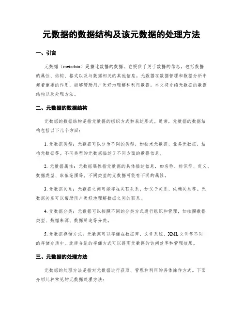 元数据的数据结构及该元数据的处理方法