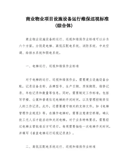商业物业项目设施设备运行维保巡视标准(综合体)