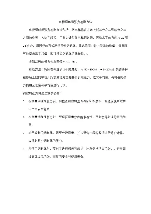 电梯钢丝绳张力检测方法