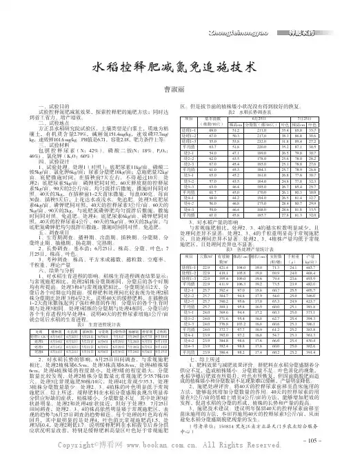 水稻控释肥减氮免追施技术
