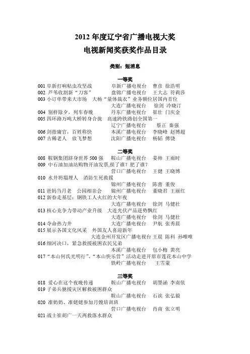 2012年度辽宁省广播电视大奖14628