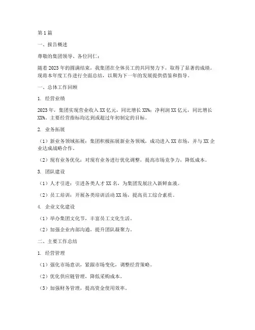 集团年度总结报告范文(3篇)