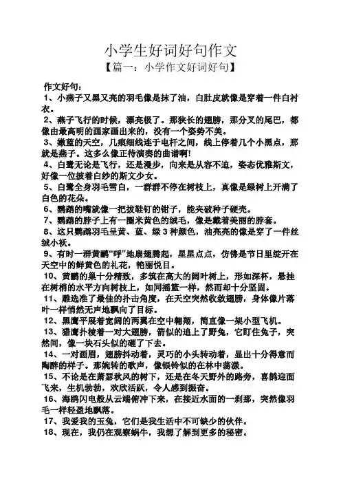六年级作文之小学生好词好句作文