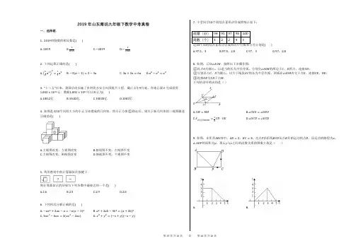 2019年山东潍坊九年级下数学中考真卷 (1)