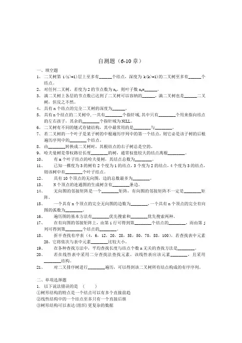 数据结构 6-10章自测题及答案