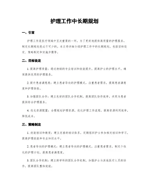 护理工作中长期规划