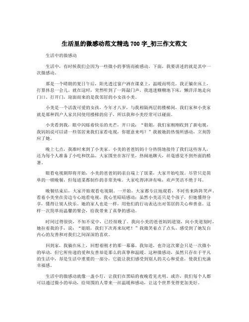 生活里的微感动范文精选700字_初三作文范文