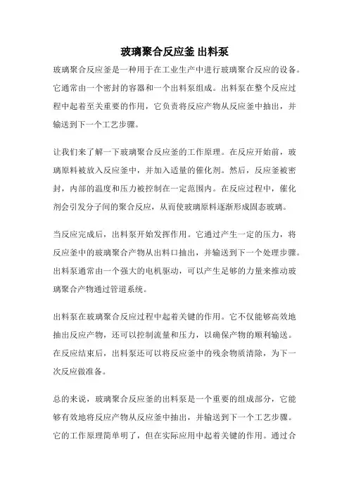 玻璃聚合反应釜 出料泵