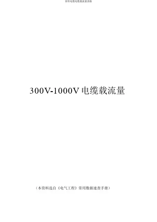 常用电缆电缆载流量表格
