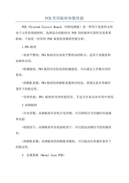 PCB常用板材参数性能