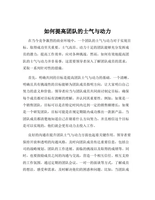 如何提高团队的士气与动力