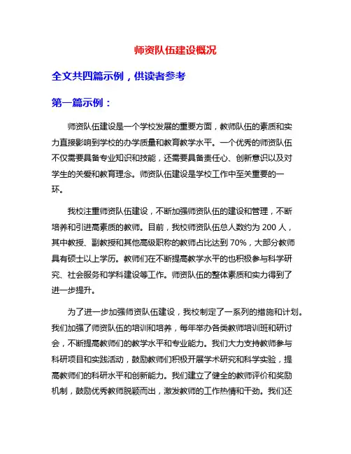 师资队伍建设概况