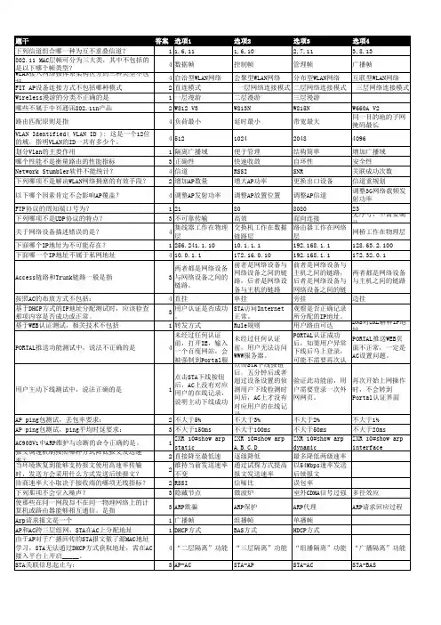 WLAN题库-整理