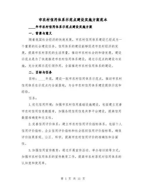 市农村信用体系示范点建设实施方案范本(三篇)