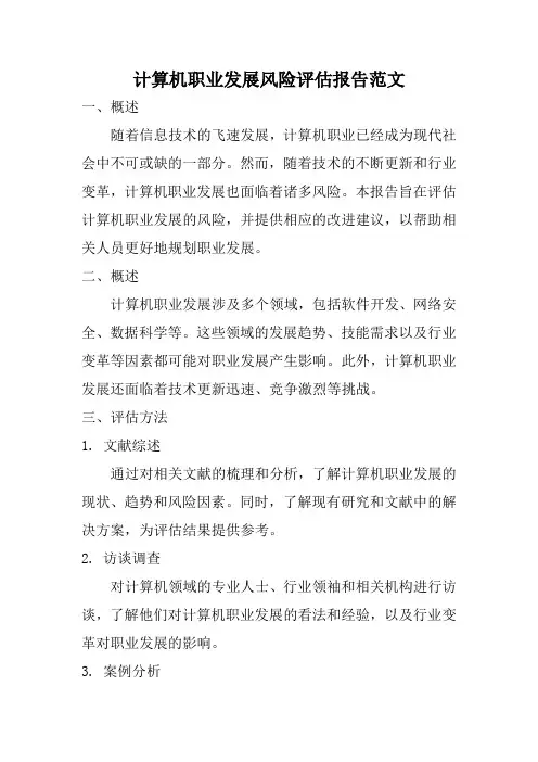 计算机职业发展风险评估报告范文