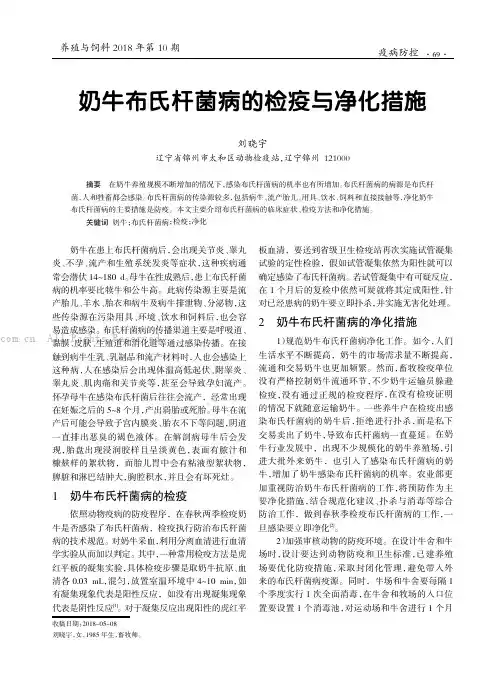 奶牛布氏杆菌病的检疫与净化措施