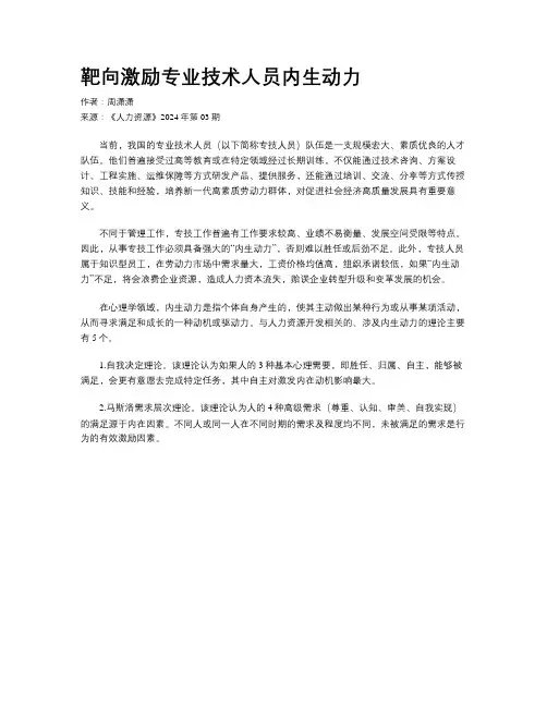 靶向激励专业技术人员内生动力