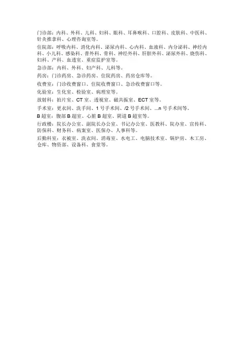 医院科室分类
