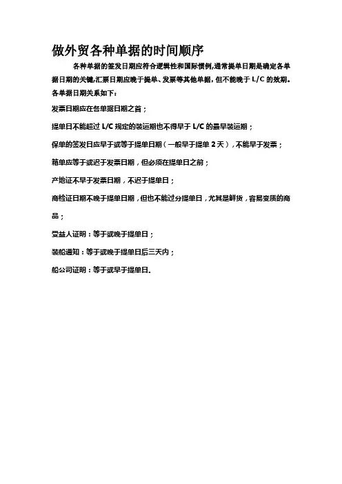 做外贸各种单据的时间顺序