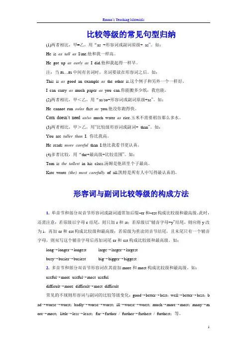 免费英语比较级最全知识点