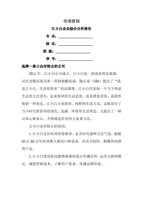 市场营销---江小白企业分析