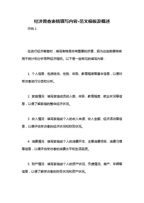 经济普查表格填写内容-概述说明以及解释