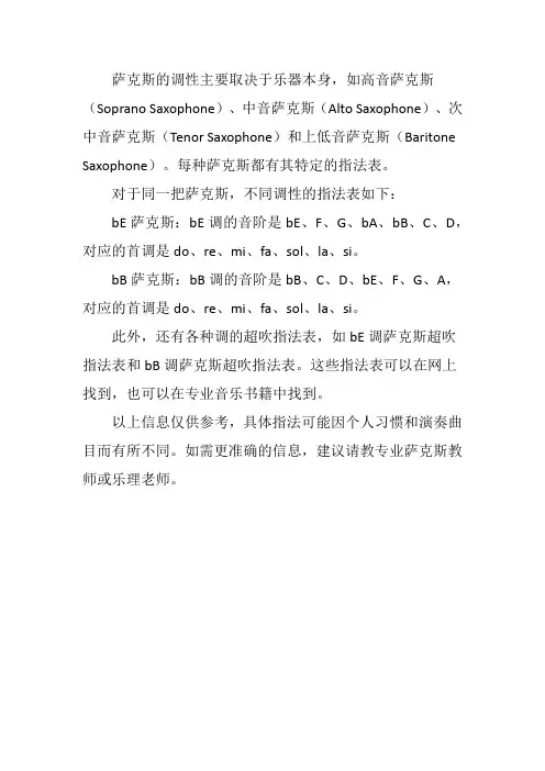 萨克斯各种调的指法