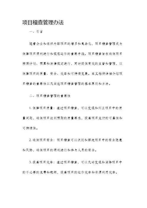 项目稽查管理办法