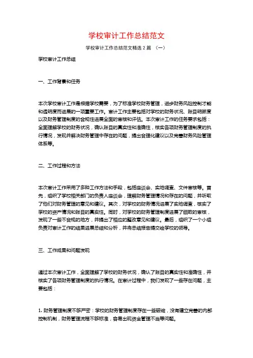 学校审计工作总结范文2篇