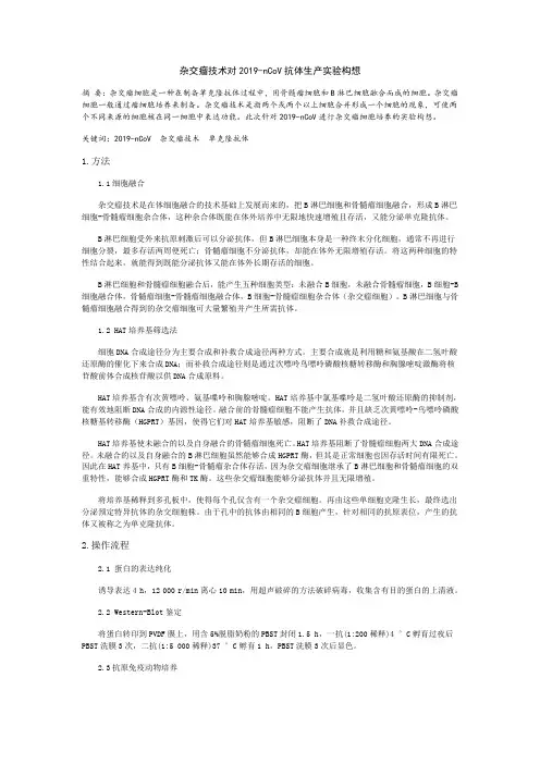 杂交瘤技术对2019-nCoV抗体生产实验构想