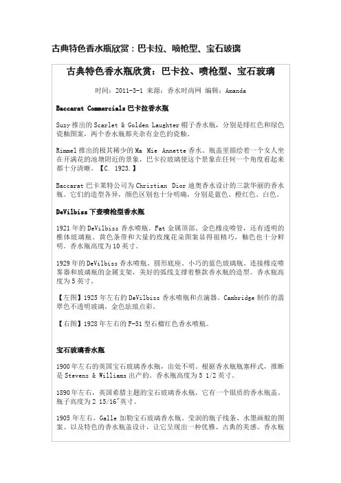 古典特色香水瓶欣赏：巴卡拉、喷枪型、宝石玻璃